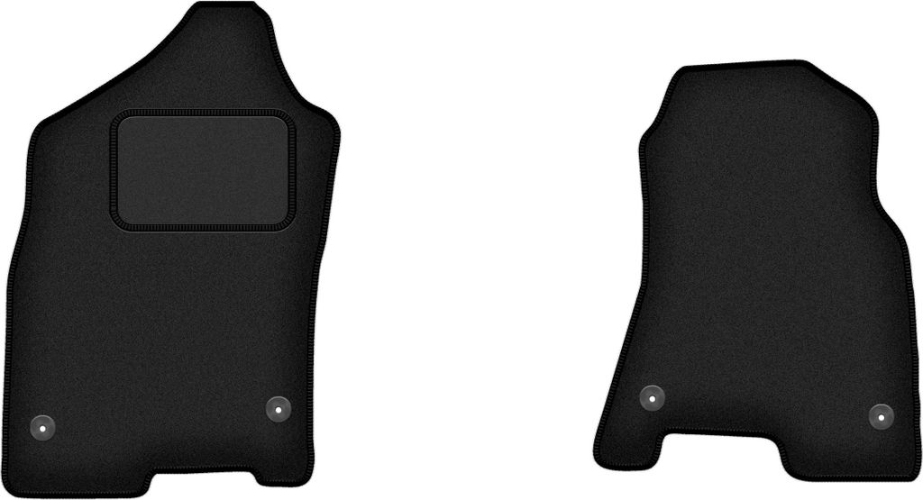 Velours-Fußmatten Vorne passend für Dodge RAM 1500 (lang, Bj. 2019-) – schwarz, passgenau, mit Befestigungen set 2 Stk. - STANDARD