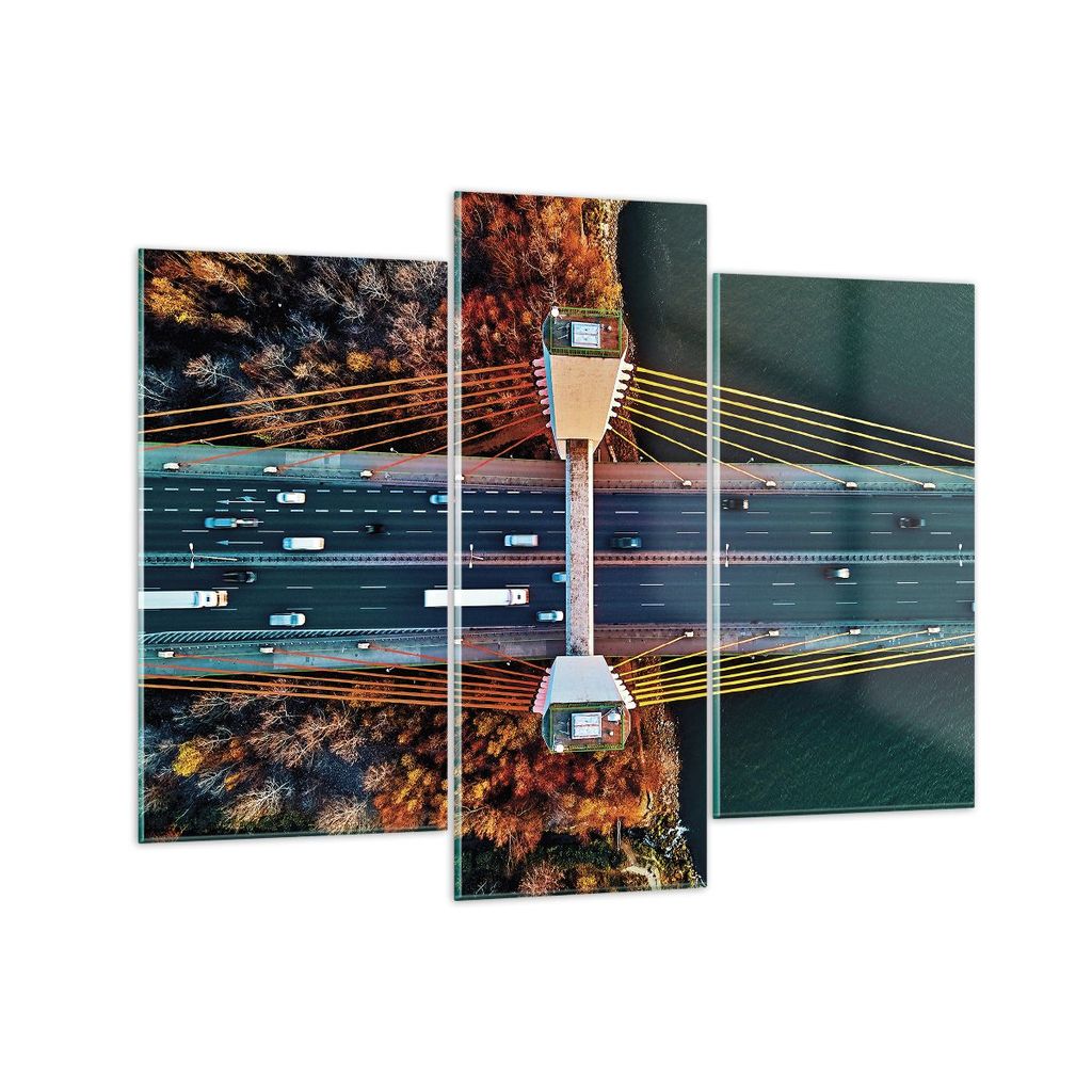 Bilder auf glas - 3 Teile - Brücke Siekierkowski Warschau - 130x100cm - Glasbilder - Wandbilder - Bilder - Wanddekoration aus Glas - Glas Bilder -...