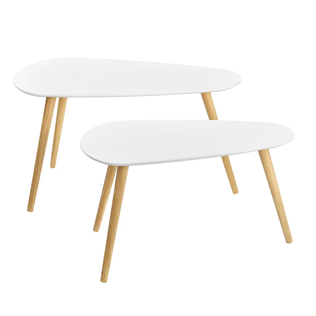 Tables d'appoint gigognes Langesund blanches pour salon et séjour
