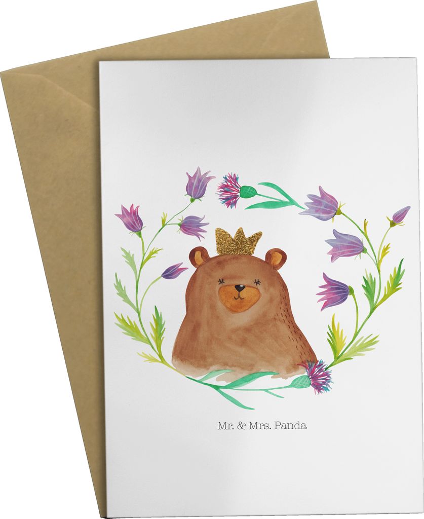 Mr. & Mrs. Panda Glückwunschkarte Bär Königin - Weiß - Geschenk, Mutter, Mom, Lieblingsmensch, Grußkarten, vatertagskarte, hochzeitskarten, Mu...
