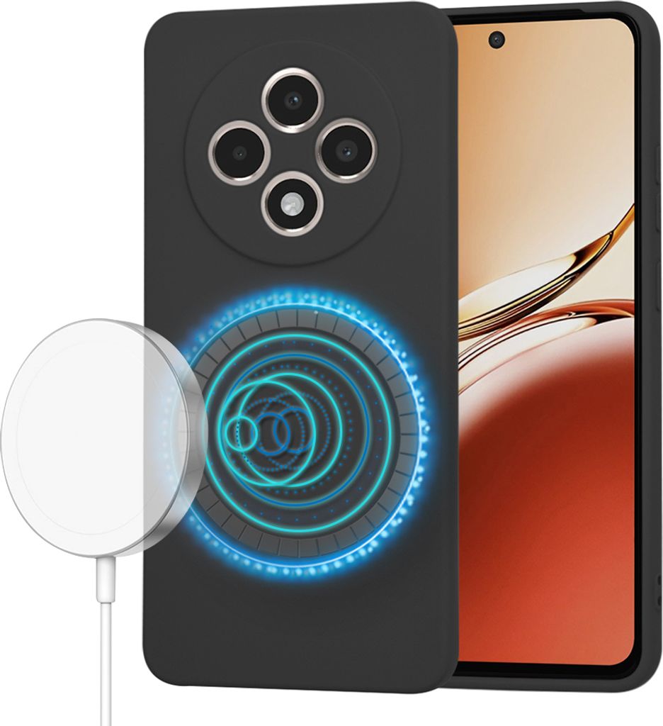 Techsuit Soft Flex Silikon Back Cover Hülle mit MagSafe für Oppo Reno12 F/Reno12 FS - Schwarz