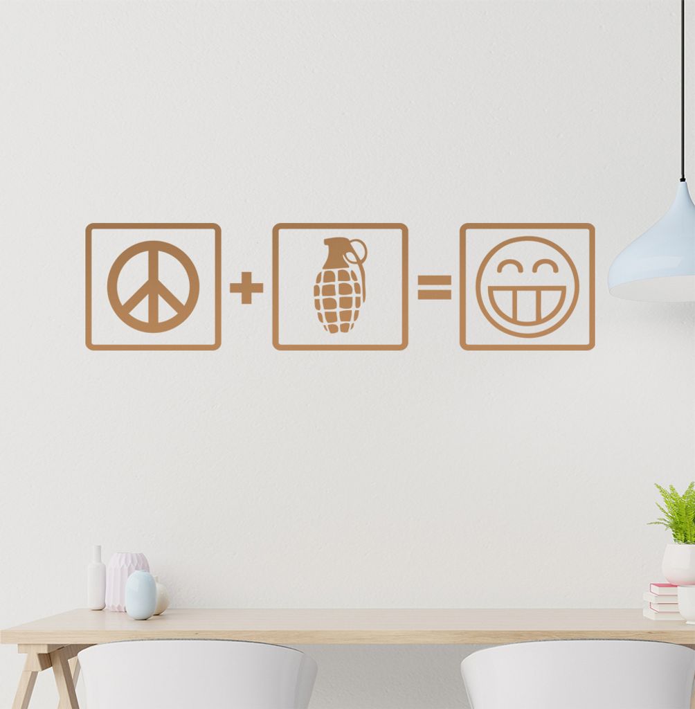 Peace + Granate Wandtattoo in 6 Größen - Wandaufkleber Wall Sticker - Dekoration, Küche, Wohnzimmer, Schlafzimmer, Badezimmer