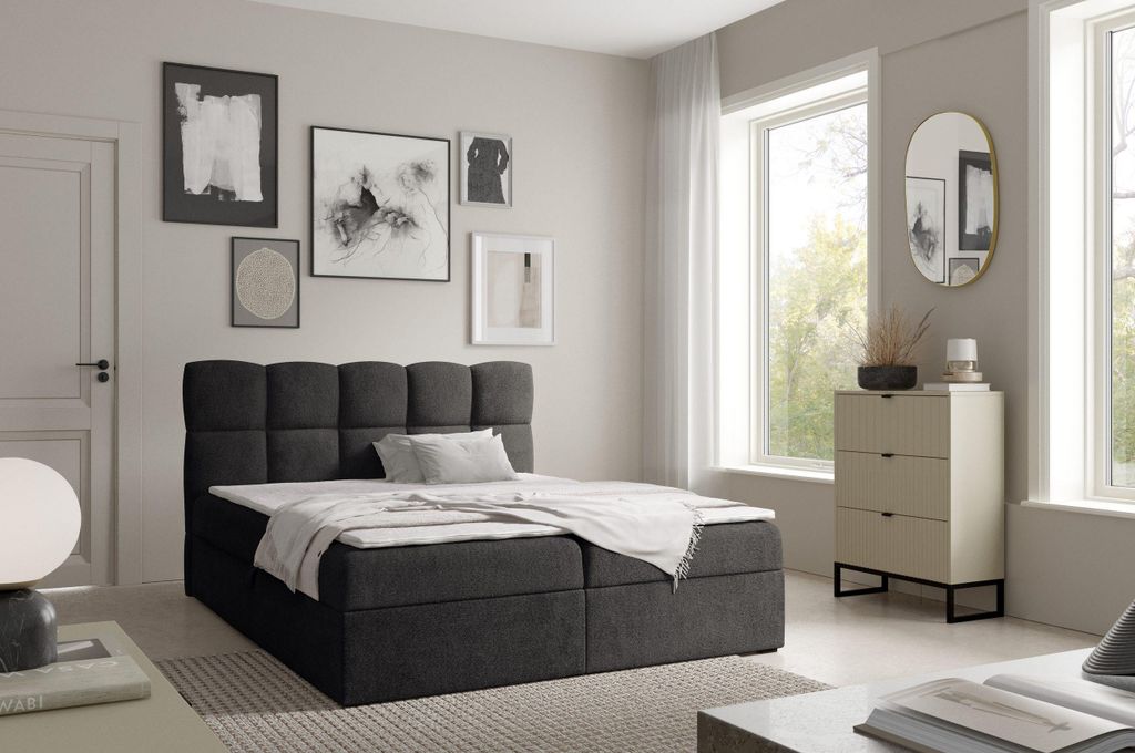 YOURHOUSE24 Boxspringbett s, Doppelbett mit Bonell-Matratze + Topper (Farbe: Coral 60, Größe: 160x200 cm)