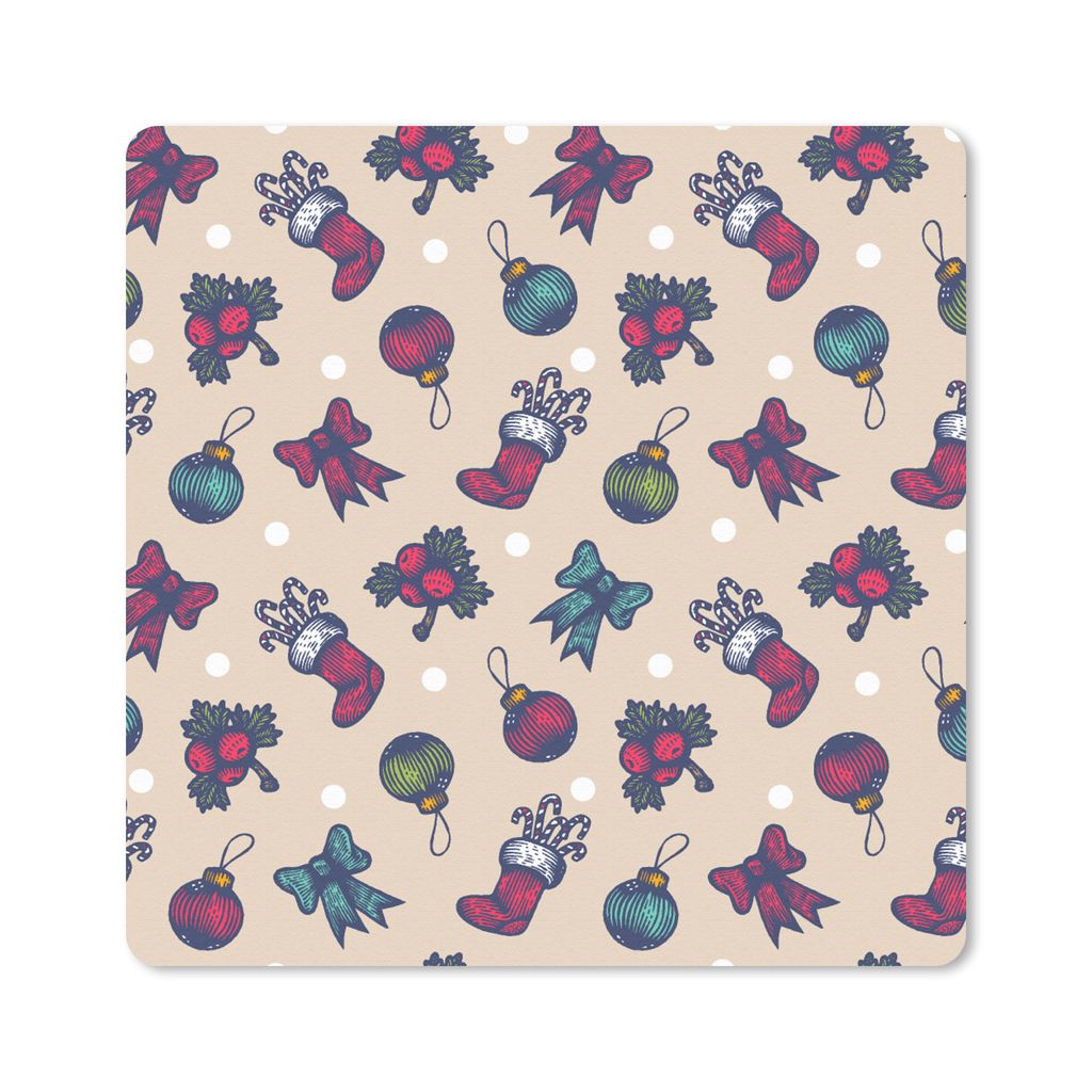 MuchoWow Mauspad Mousepad Schnittmuster - Weihnachten - Schleife 30x30 cm - Mousepads - Maus Mat - Pad - Mausunterlage - Gaming