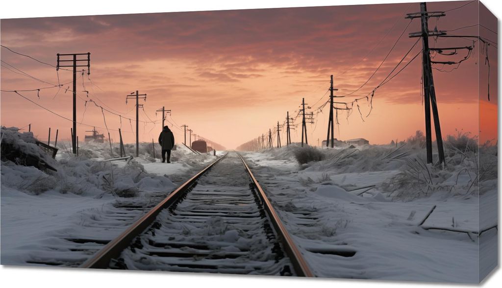 Bild 70x40cm Reisender Winterdämmerung