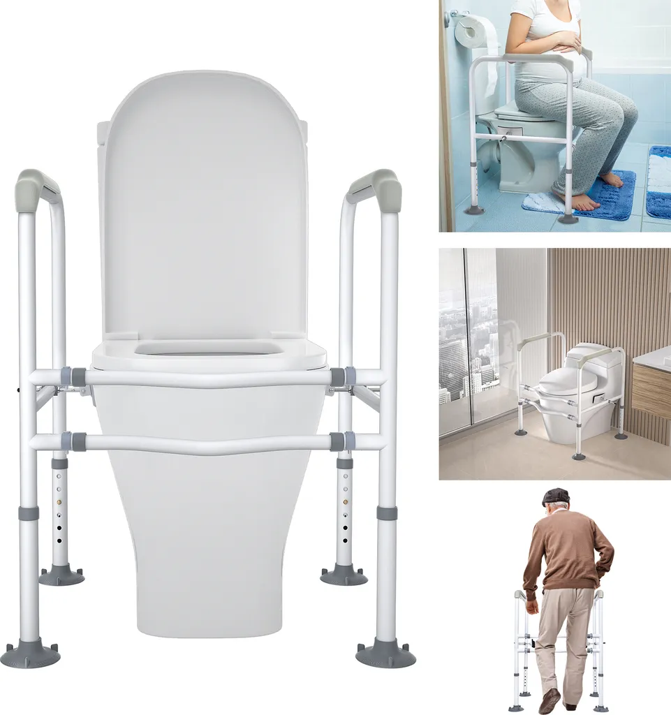 XMTECH Cadre de Toilettes avec Accoudoirs et Pince de Fixation 200kg