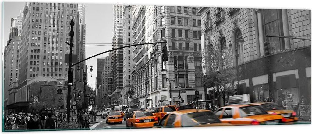 Bilder auf glas - Amerika New York City Straße - 140x50cm - Glasbilder - Wandbilder - Kunstdruck - zum Aufhängen bereit - Wanddekoration aus Glas...