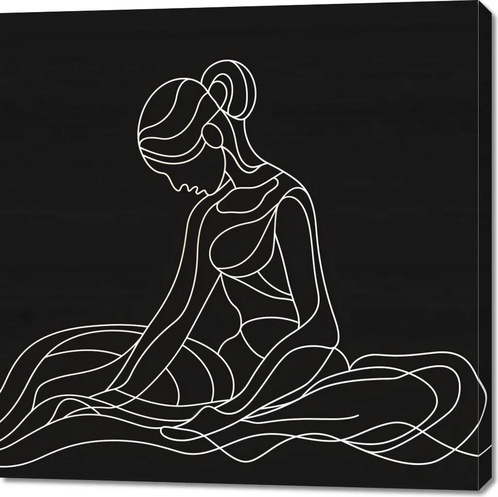 Opera d'Arte 100x100 cm | Figura Umana Seduta | Quadro su Tela