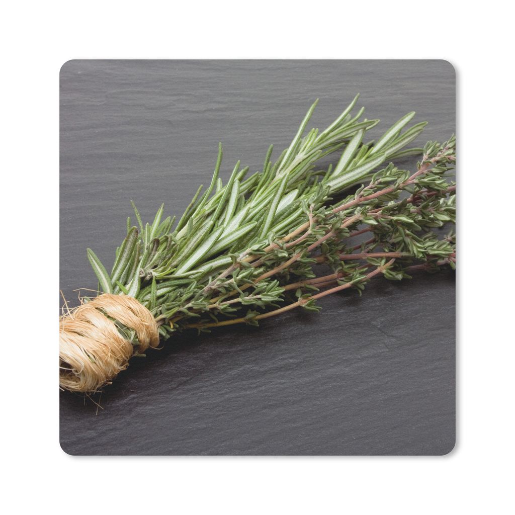 MuchoWow Mauspad Mousepad Thymian - Kräuter - Grün - Tisch - Küche - Stein 30x30 cm - Mousepads - Maus Mat - Pad - Mausunterlage - Gaming