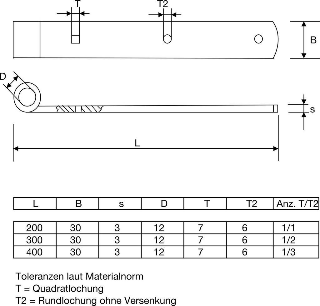 Langbänder einseitig gerollt, ohne Kegel, 700 x 45 x 5 mm, Edelstahl-Effekt