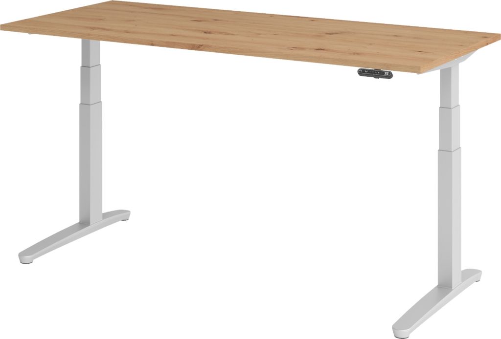 bümö Schreibtisch elektrisch XBHM - Gestell: Silber, Nachbildung: Asteiche, Größe: 180 x 80 cm
