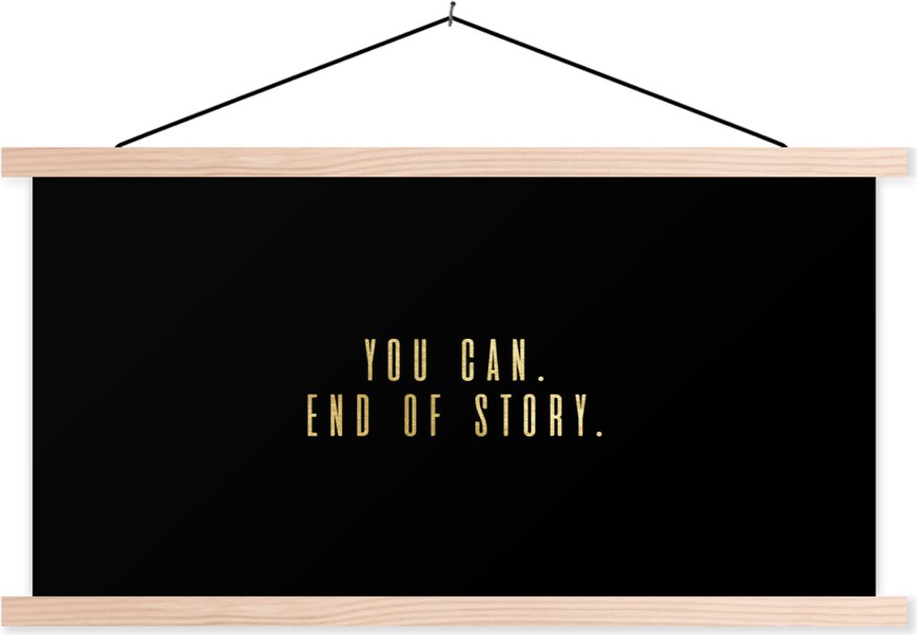 MuchoWow Textilposter Zitate - Selbstvertrauen - Gold - Schwarz 120x60 cm mit holzfarbenen Rahmen - Klemmleiste