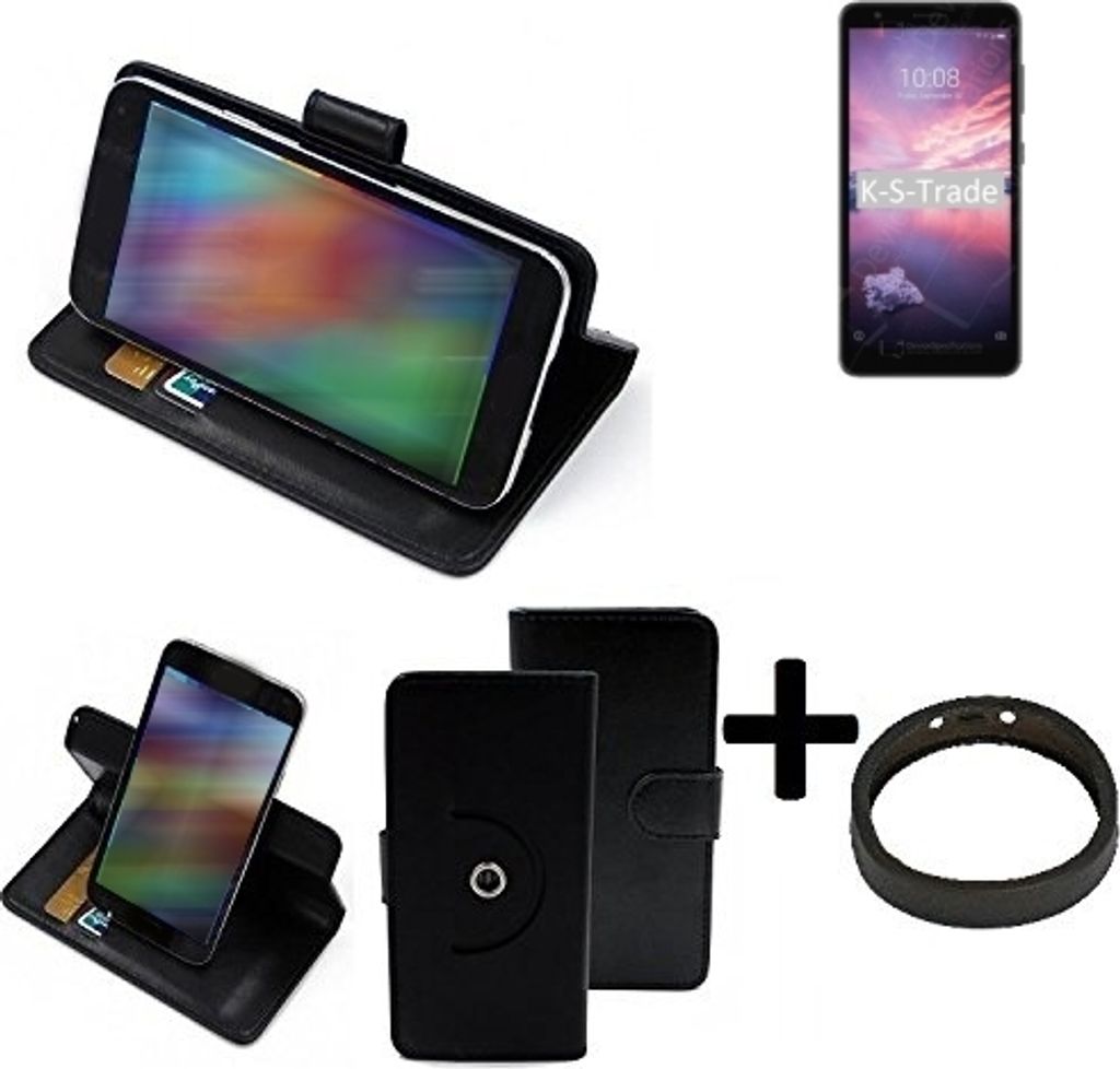K-S-Trade Case Schutz Hülle kompatibel mit ZTE Blade A3 Joy + Bumper Handy Hülle Flipcase Smartphone Cover Handy Schutz Tasche Walletcase schwarz
