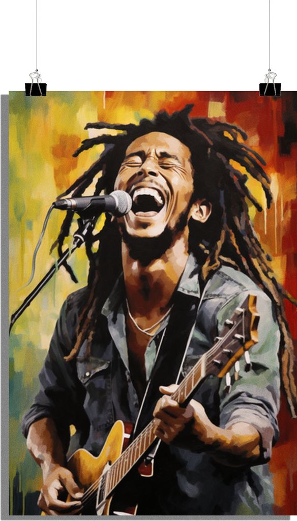 Musik Poster - Bob Marley Poster - Singendes Poster - Musiklegenden Poster - 51x71cm - Perfekt zum Einrahmen