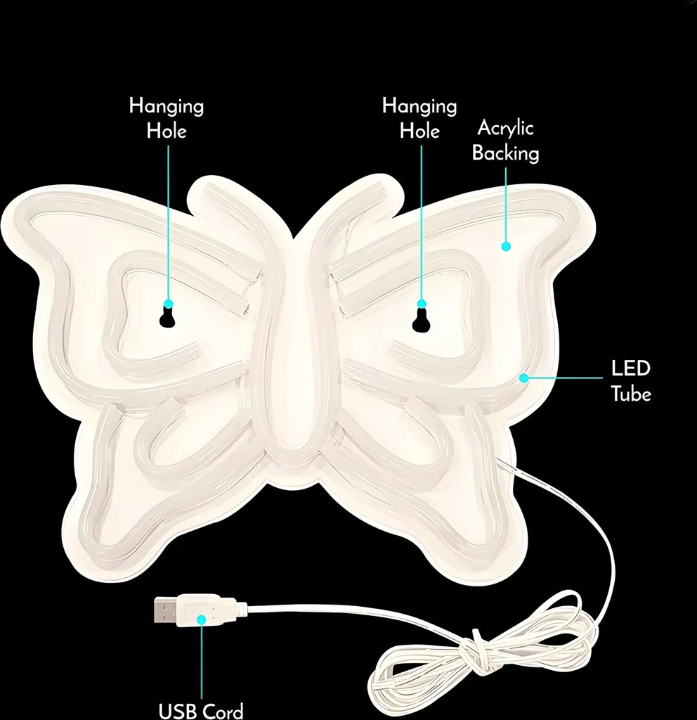 Lampe Murale LED Papillon Multicolore 30cm - Éclairage Déco Ambiance - 3