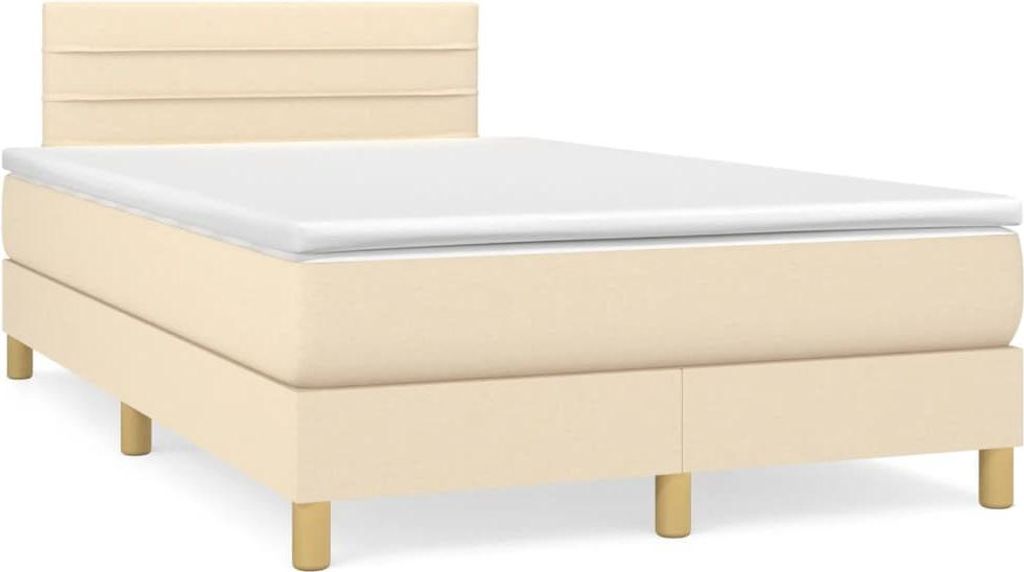 vidaXL Boxspringbett mit Matratze Creme 120x190 cm Stoff