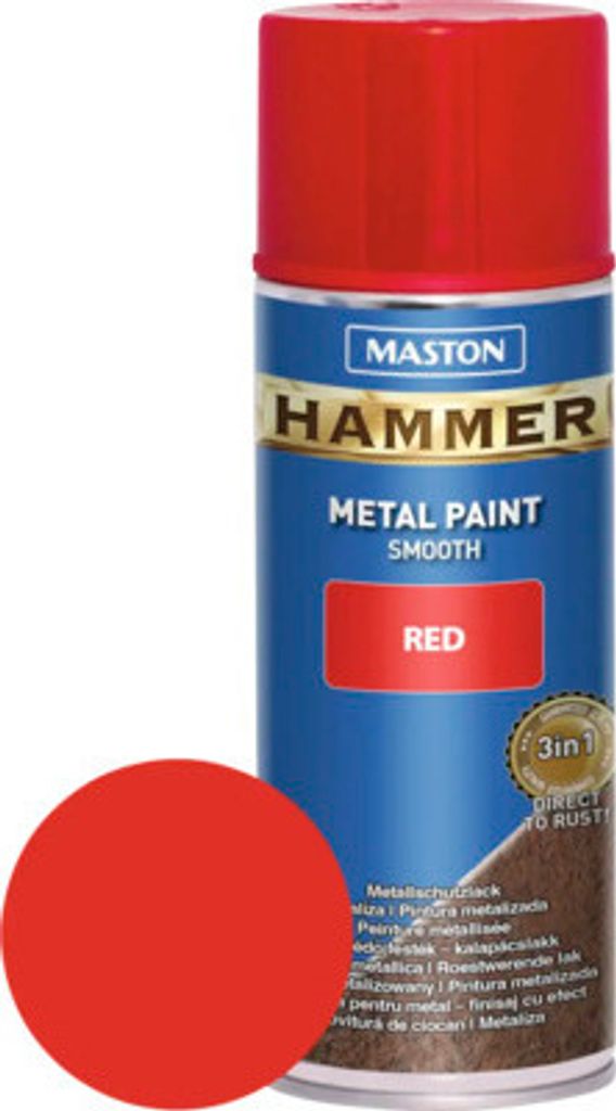 Sprühlack Maston Hammer Metallschutz glatt rot 400 ml Produktbild 