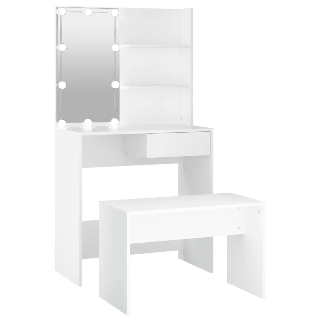 Coiffeuse vidaXL avec LED miroir blanc en bois composite - Modèle 2024 - 3
