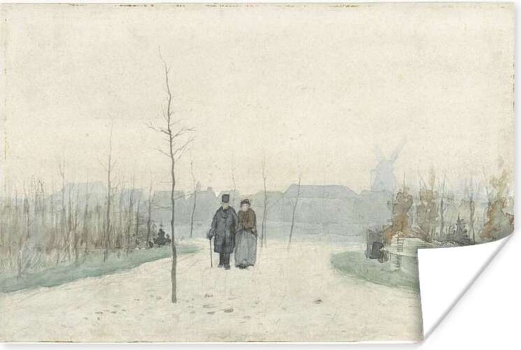 MuchoWow Poster Altes Paar in einem neu angelegten Park - Gemälde von Anton Mauve 180x120 cm - Fotoplakat