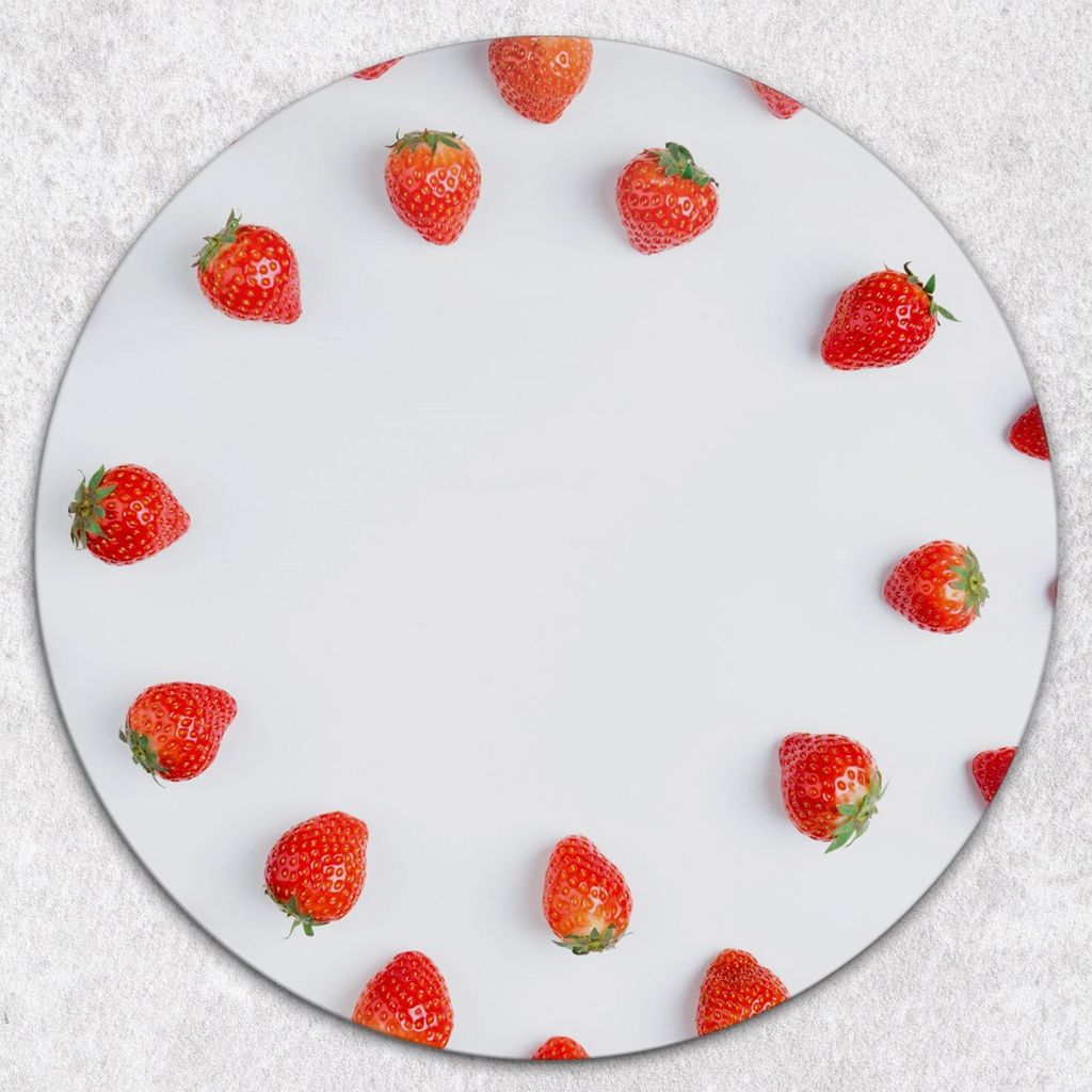 Glas-Herdabdeckplatten Glaskeramikkochfeld-Abdeckung Spritzschutz Glas Runden Schneidebrett fi40 cm - Früchte Erdbeeren