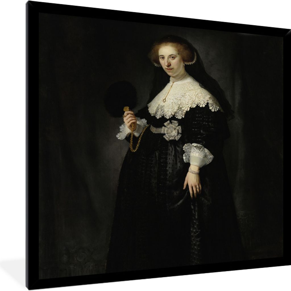 MuchoWow Gerahmtes Poster Das Eheporträt von Oopjen Coppit - Rembrandt van Rijn 40x40 cm - Poster mit Schwarzem Bilderrahmen Wandposter Rahmen F...