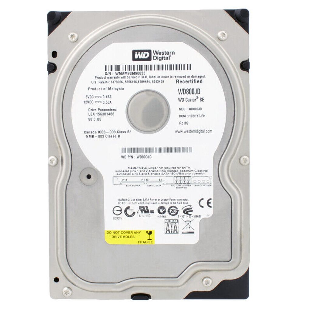 Western Digital WD800JD, Festplatte, Serial ATA II, 5 - 55 Produktbild 