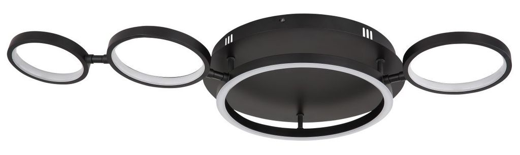 Globo Lighting Deckenleuchte Metall schwarz matt, Kunststoff opal, kleine Ringe drehbar, LxBxH: 790x390x115mm, inkl. LED 23W 230V, 2160lm Source, 1...