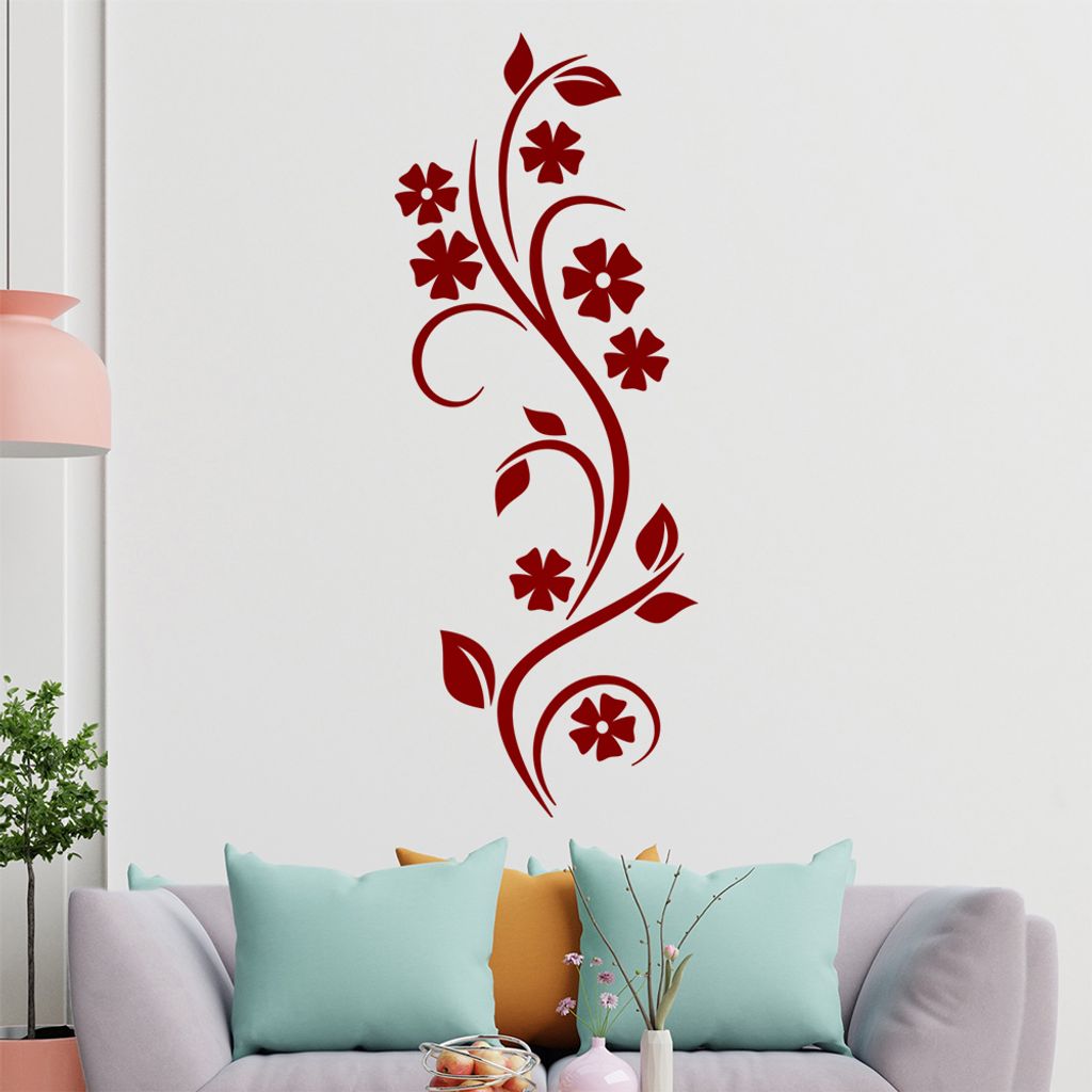 Kleine Blüten - Ranke Wandtattoo in 6 Größen - Wandaufkleber Wall Sticker - Dekoration, Küche, Wohnzimmer, Schlafzimmer, Badezimmer