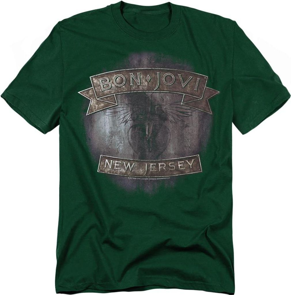 Bon Jovi - "New Jersey" T-Shirt für Herren/Damen Uni TV22766 (L) (Dunkelgrün)