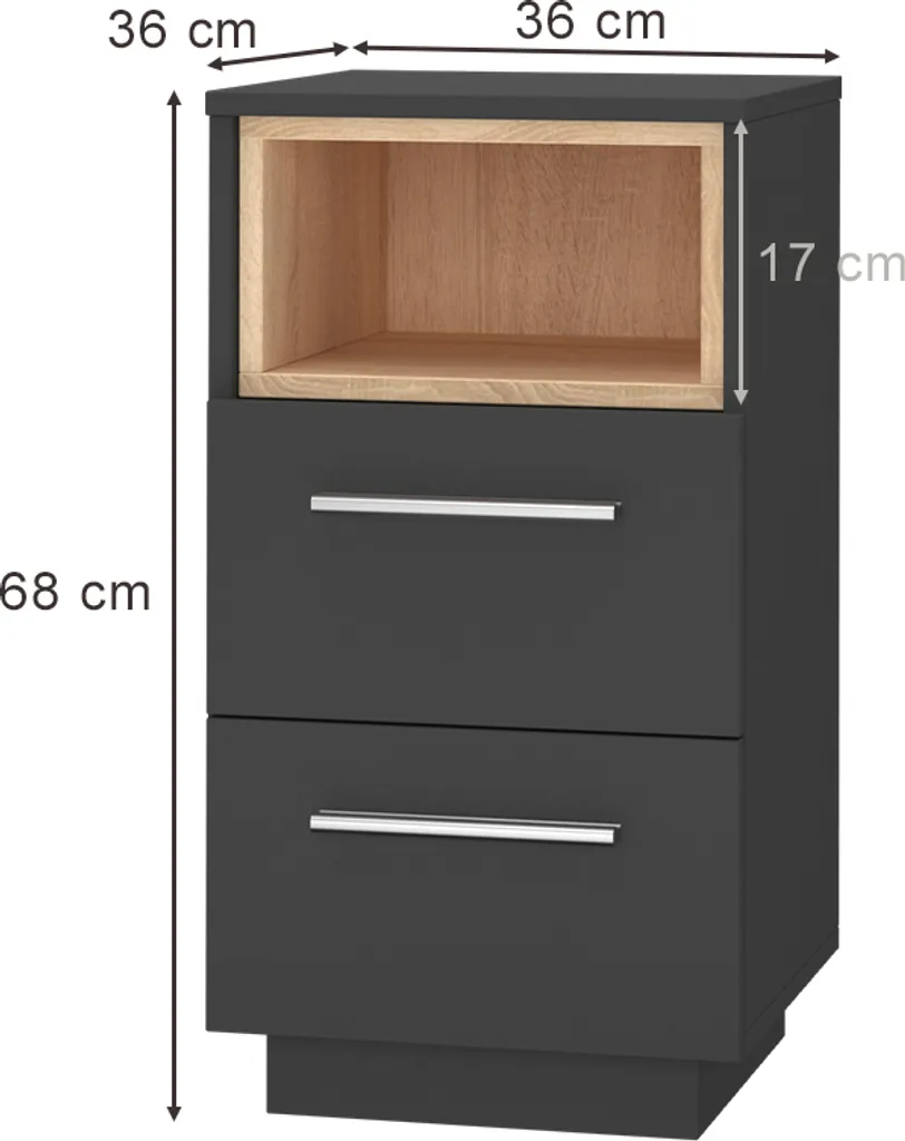 Table de chevet haute 68cm Vicco Beatrice Anthracite robuste et chic
