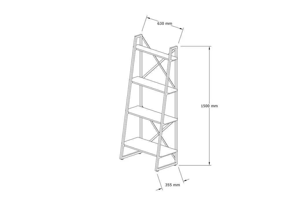 Bibliothèque 100% Bois de Pin Massif Alaro Noyer 150 cm Skye Decor - 4