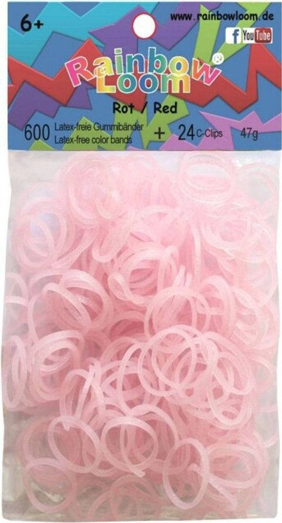 Rainbow Loom / 300 Gummibänder + 12 Clips / Farbe: pink