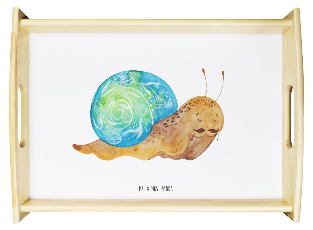Mr. & Mrs. Panda Tablett Schnecke Sir - Weiß - Geschenk, Lebenseinstellung, Dekotablett, serviertablett aus holz, Lebenszeit, Motivation, Schnecke...