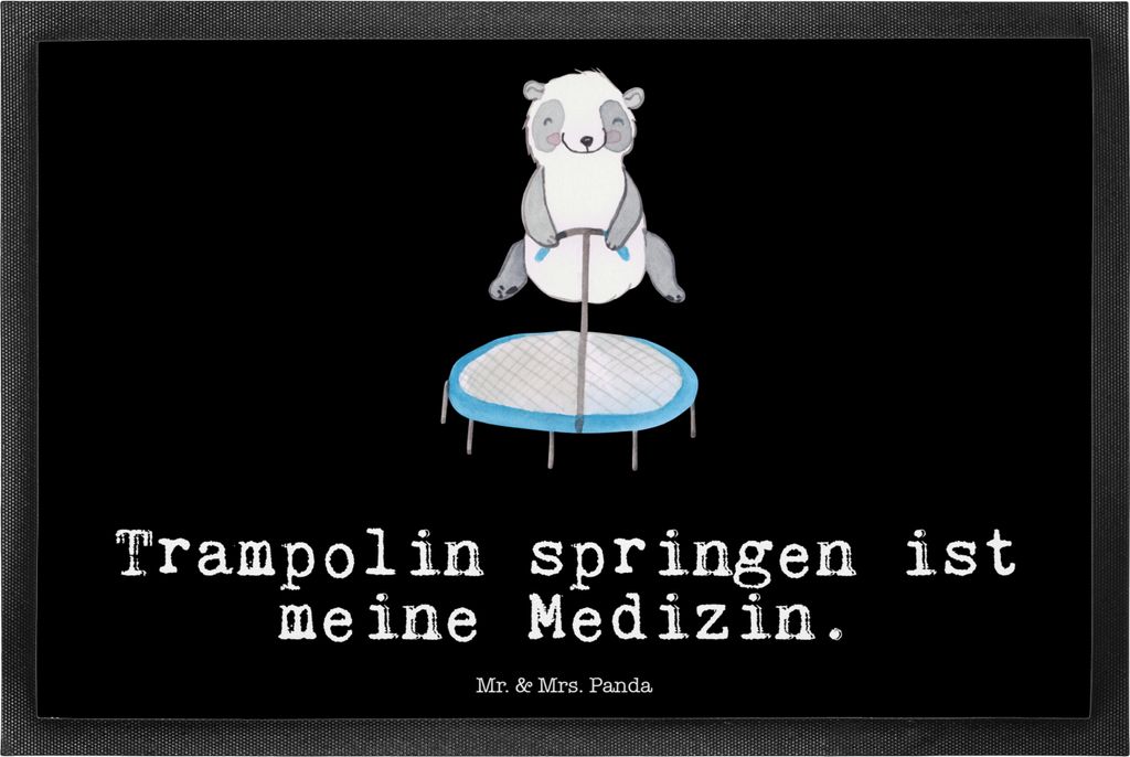 Mr. & Mrs. Panda Schmutzmatte Panda Trampolin springen 40 x 60 cm - Schwarz - Geschenk, Trampolin-Workout, fußmatte, Turnen, Bodenvorleger, abstre...