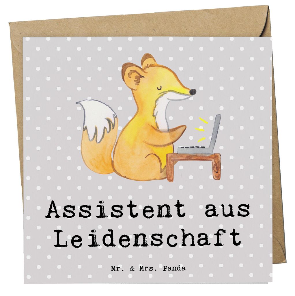 Mr. & Mrs. Panda doppelkarte Assistent Leidenschaft - Grau Pastell - Geschenk, Glückwunschkarte, faltkarte, Grußkarte, anlasskarte, Klappkarte