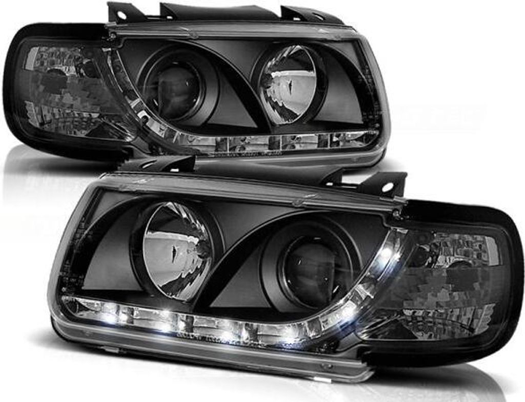 Scheinwerfer LED Tagfahrlicht Optik passend für VW Polo 6N Bj. 94-99 Schwarz