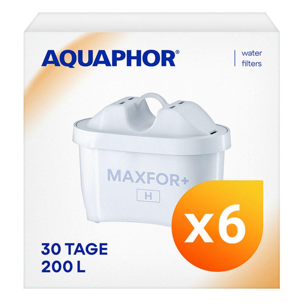 AQUAPHOR MAXPHOR+ H Filterkartusche Wasserfilter 6er Pack mit EXTRA KALKSCHUTZ AQUALEN für Tischwasserfilter