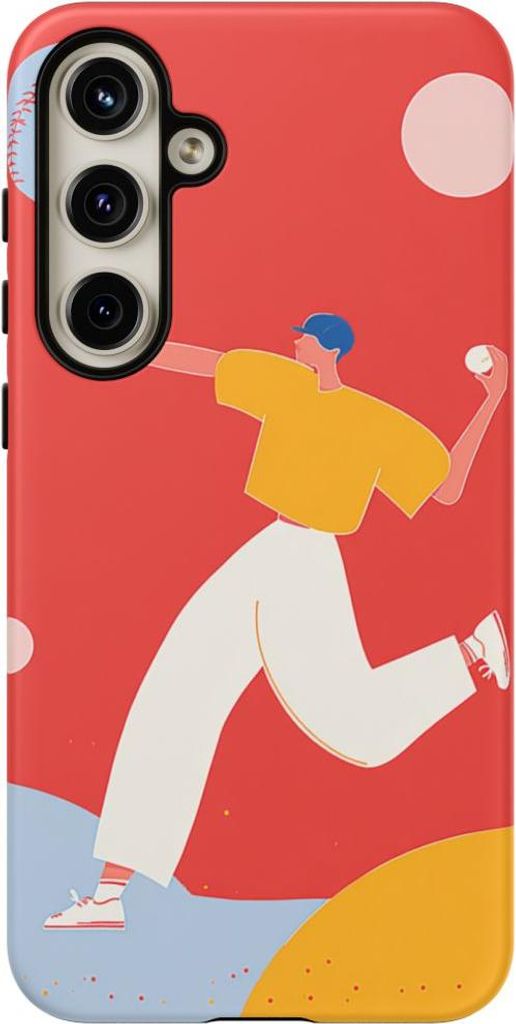 Minimalistische Baseballspieler-Illustration – Hülle Kompatibel mit Samsung Galaxy S24 Plus