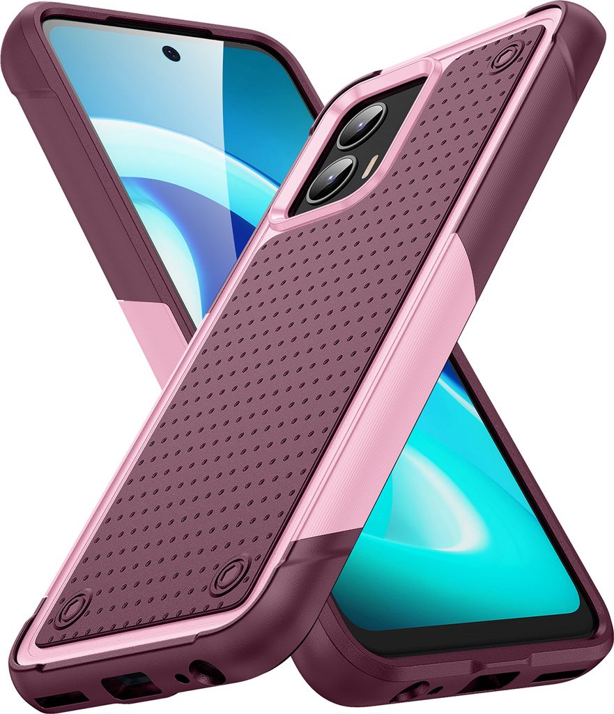 Für Motorola Moto G (2023) Hülle Militärqualität Stoßfest Hybrid 2 in 1 Hart PC Weich TPU Handyhülle Pink Rot