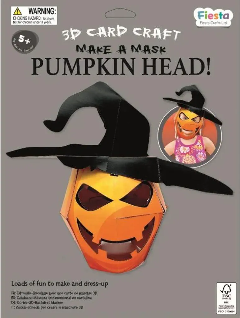 Masque Citrouille 3D à construire DIY pour déguisement Halloween Enfant