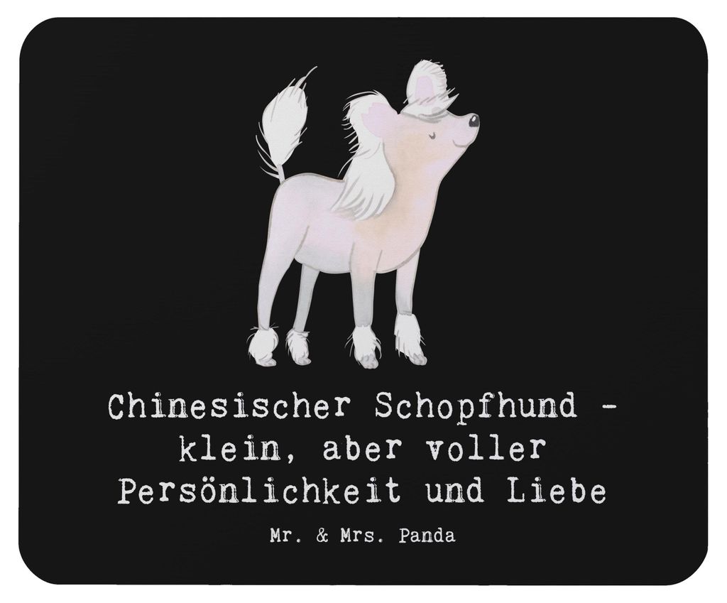 Mr. & Mrs. Panda Mauspad Chinesischer Schopfhund Liebe - Schwarz - Geschenk, pc, laptop, Mouse Pad, Mousepad, lebhaft, einzigartig, einzigartige Hu...