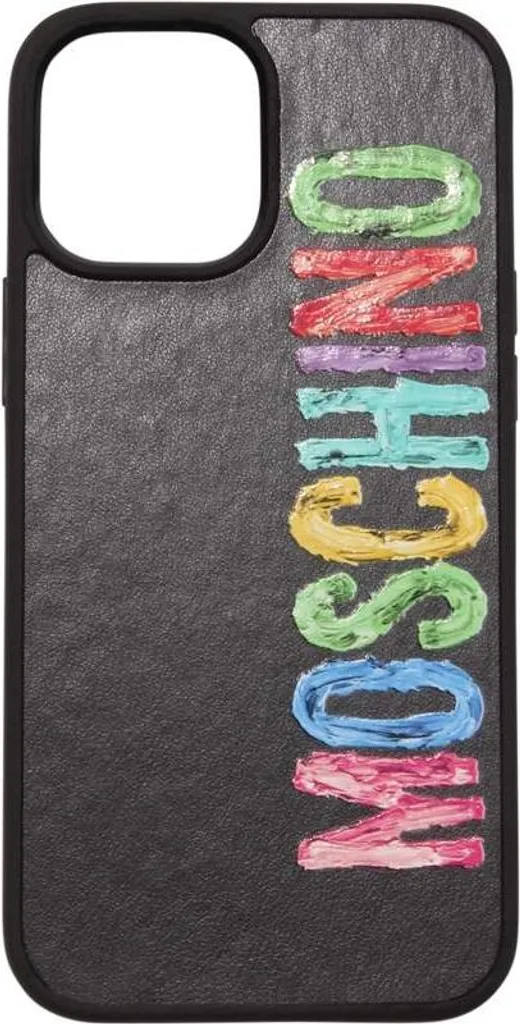 7224AP MOSCHINO Coque iPhone 12 Pro Max - Étui de Luxe en Silicone Noir