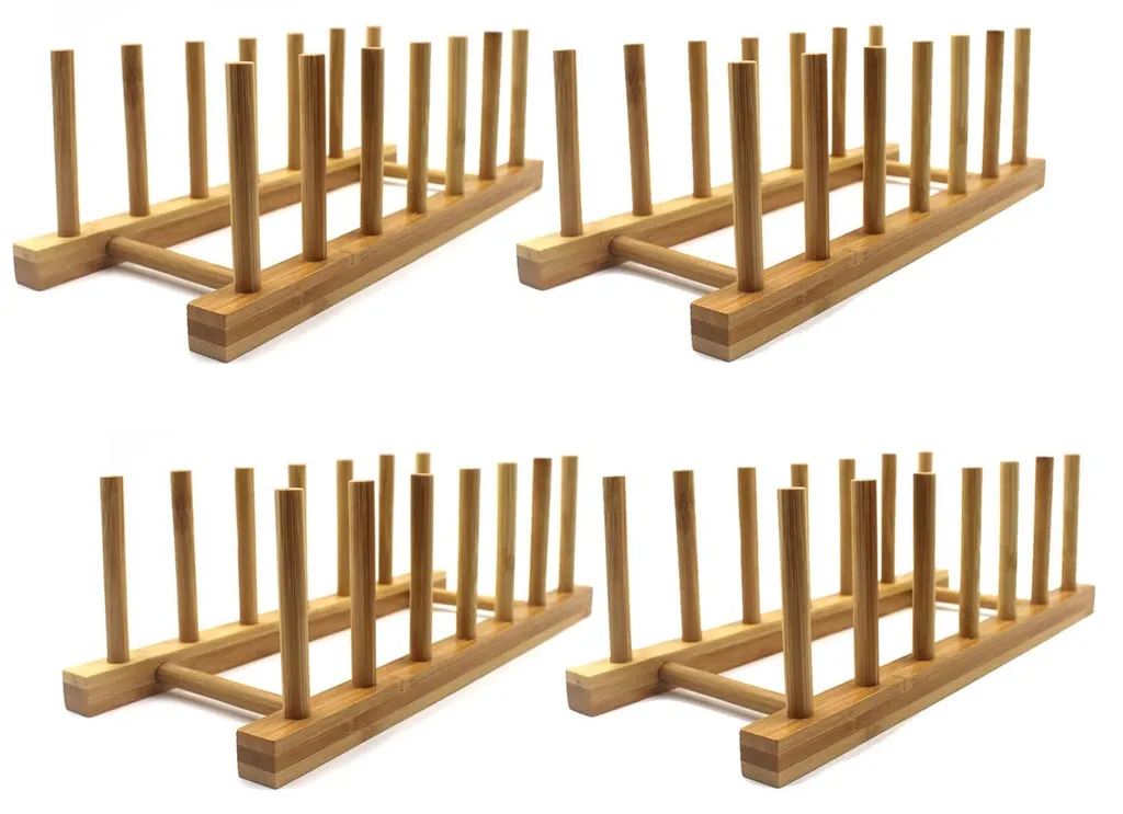 Range-vaisselle bambou écologique, support vertical pour planches et plats