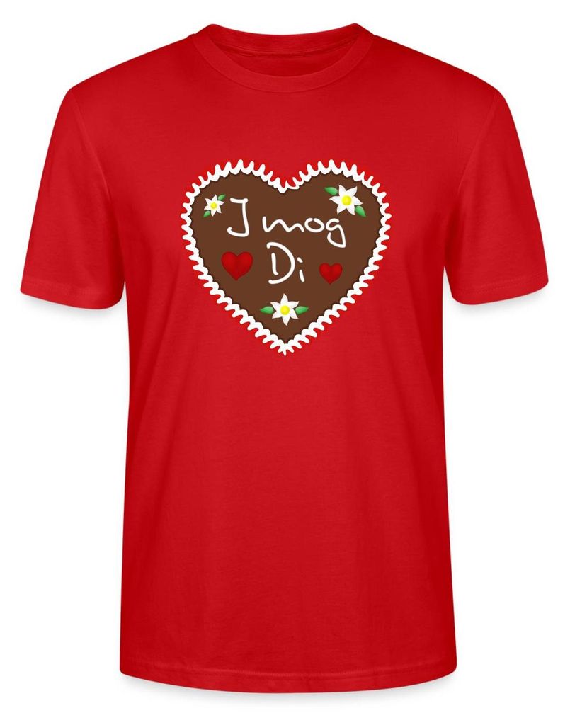 Spreadshirt Lebkuchenherz I Mog Di Bayern Liebe Uni Bio T-Shirt, XXL, Rot