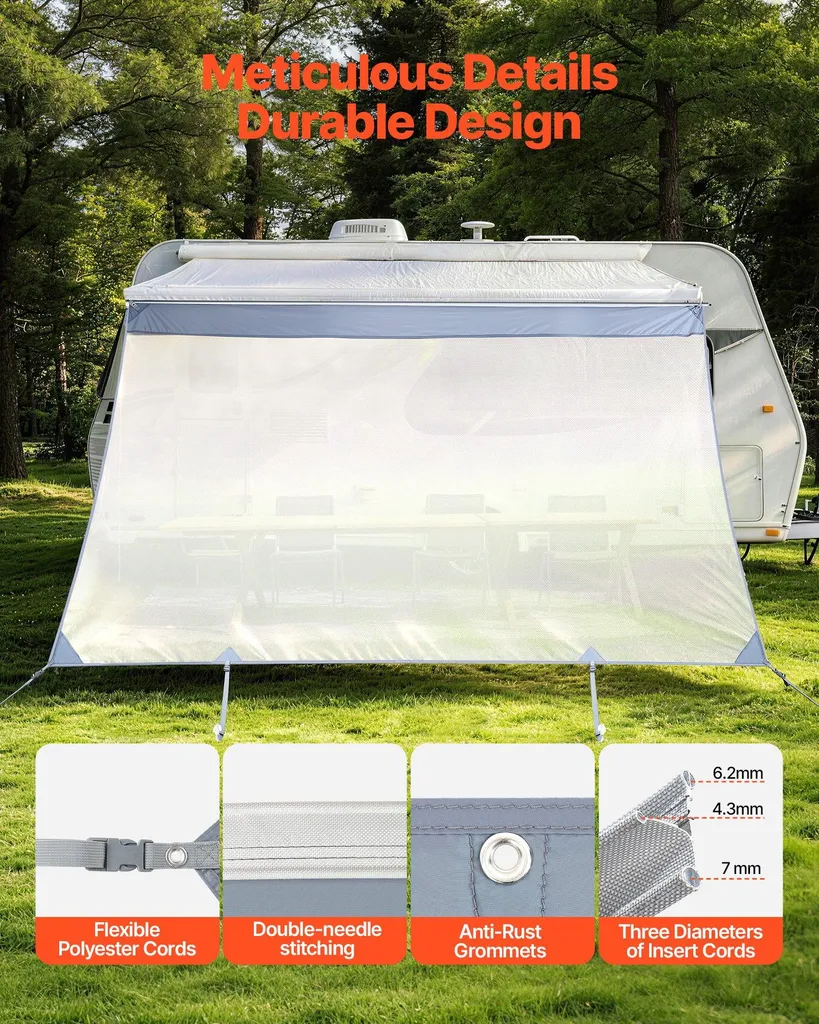 Protection solaire maille polyester double couture pour store 3,5 m - 5