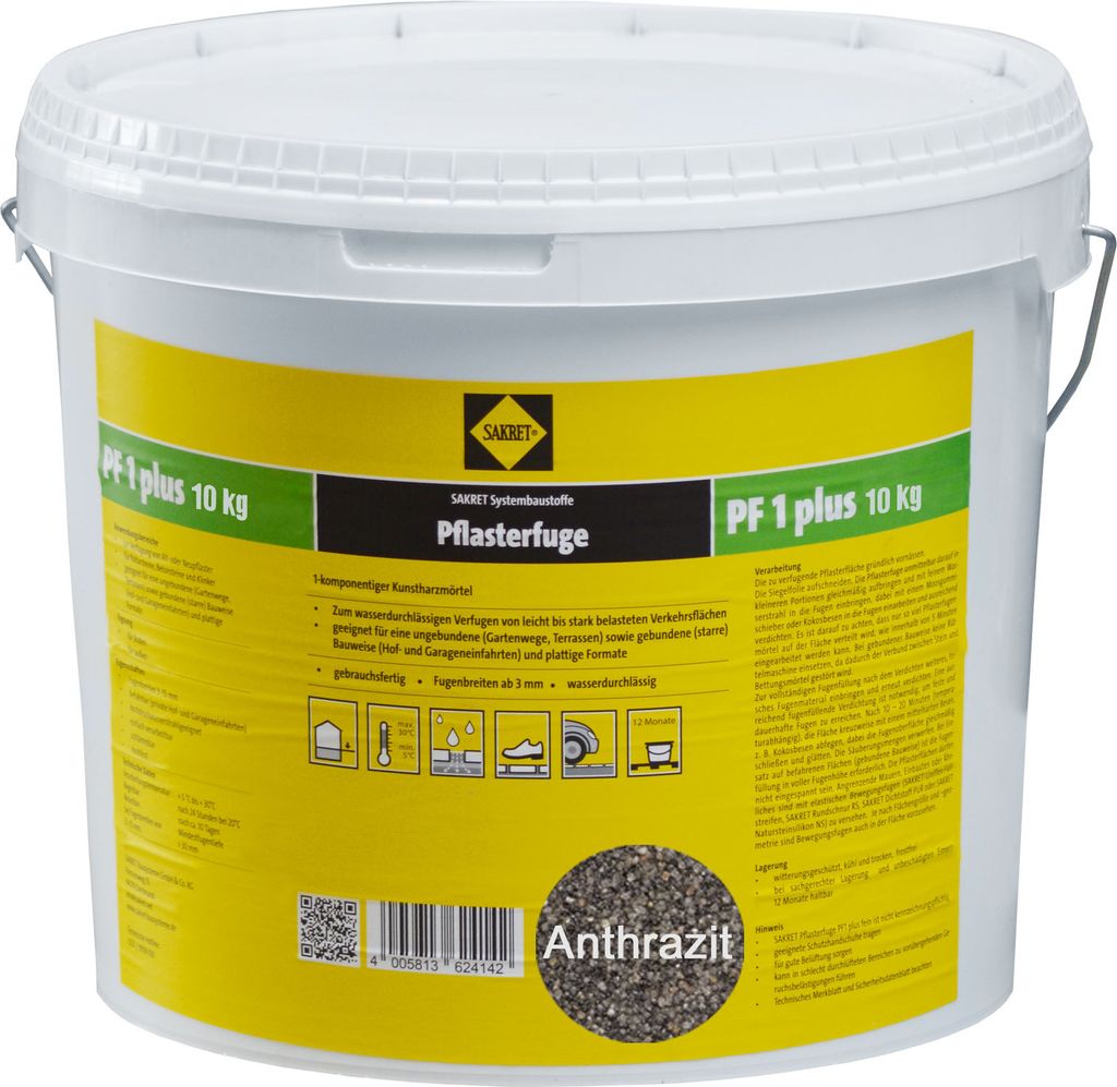 SAKRET Pflasterfugenmörtel PF1 plus anthrazit 10 kg Produktbild 