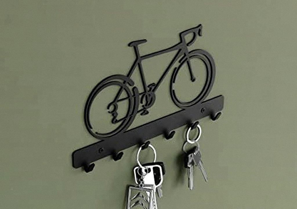 WS62 Schlüsselhaken Metall Wandgarderobe Schlüsselgarderobe Fahrrad 6 Haken schwarz 20 x 11 cm 1 Stück