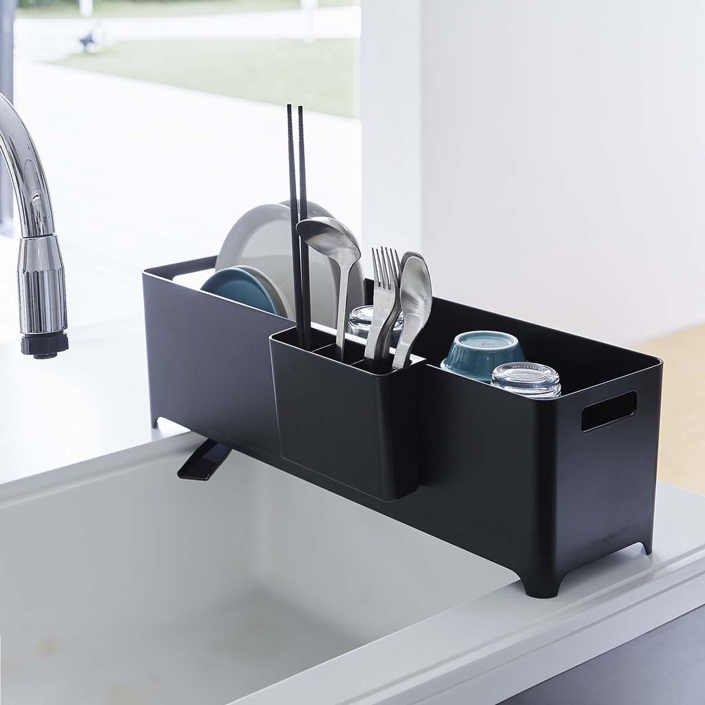 Yamazaki Abtropfgestell 55cm Abtropfständer Geschirr Abtropfschale schwarz Tower