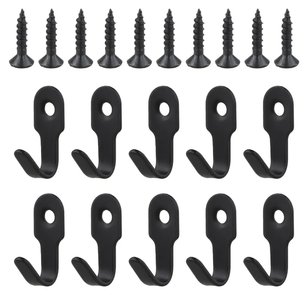 10 Mini-crochets muraux en métal noir avec vis pour vestiaire et chambre