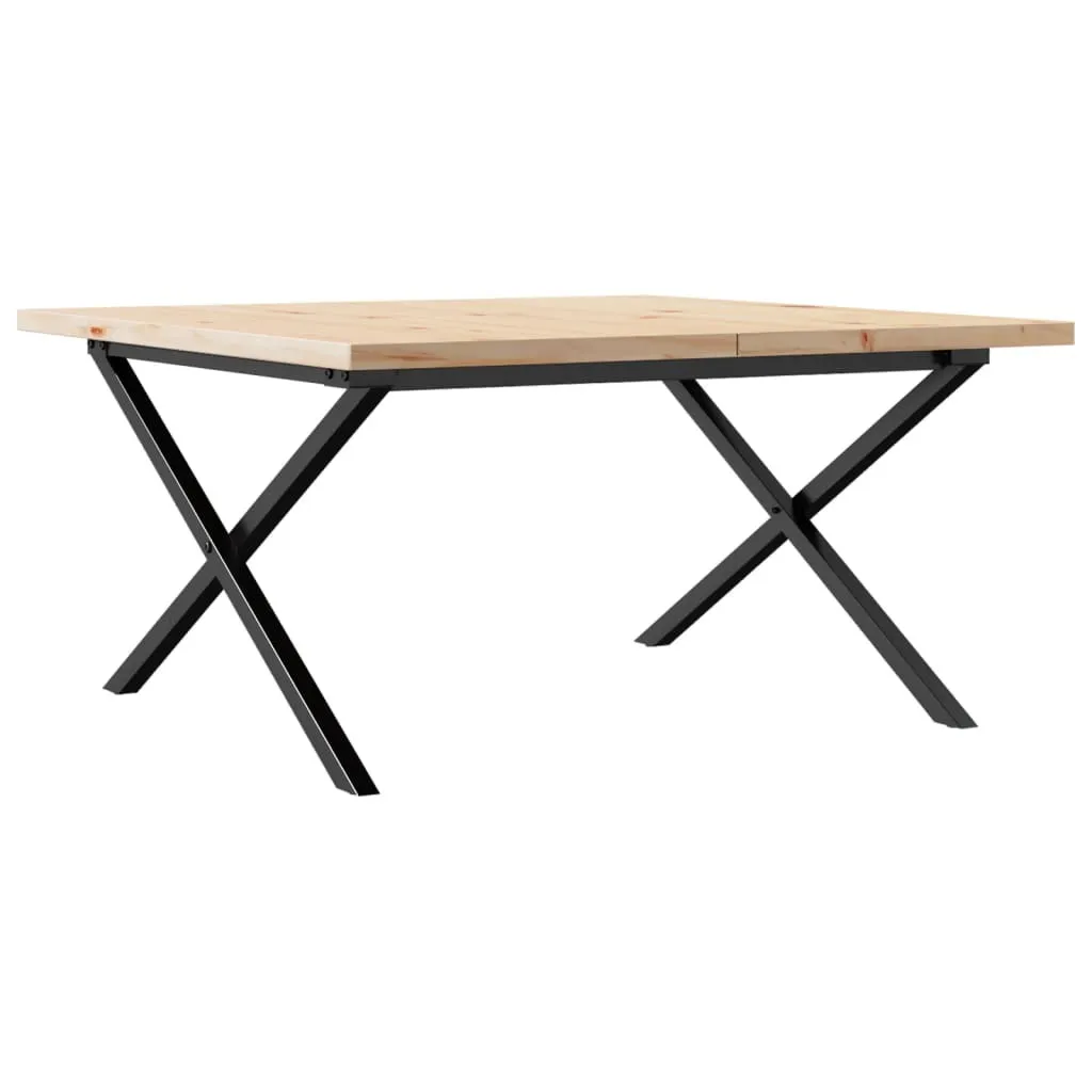Tavolino X-frame 90x90x45,5 cm in pino massiccio e acciaio
